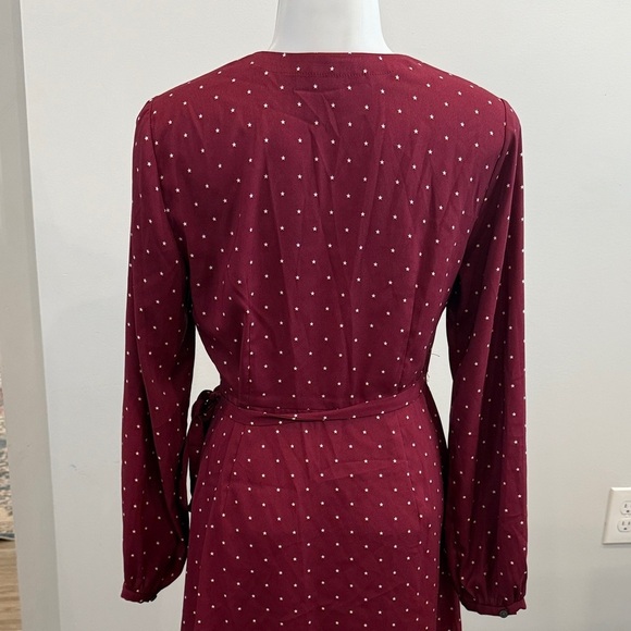 LOFT 2P Burgundy Lightweight Long Sleeve Wrap Dress - Picture 7 of 9